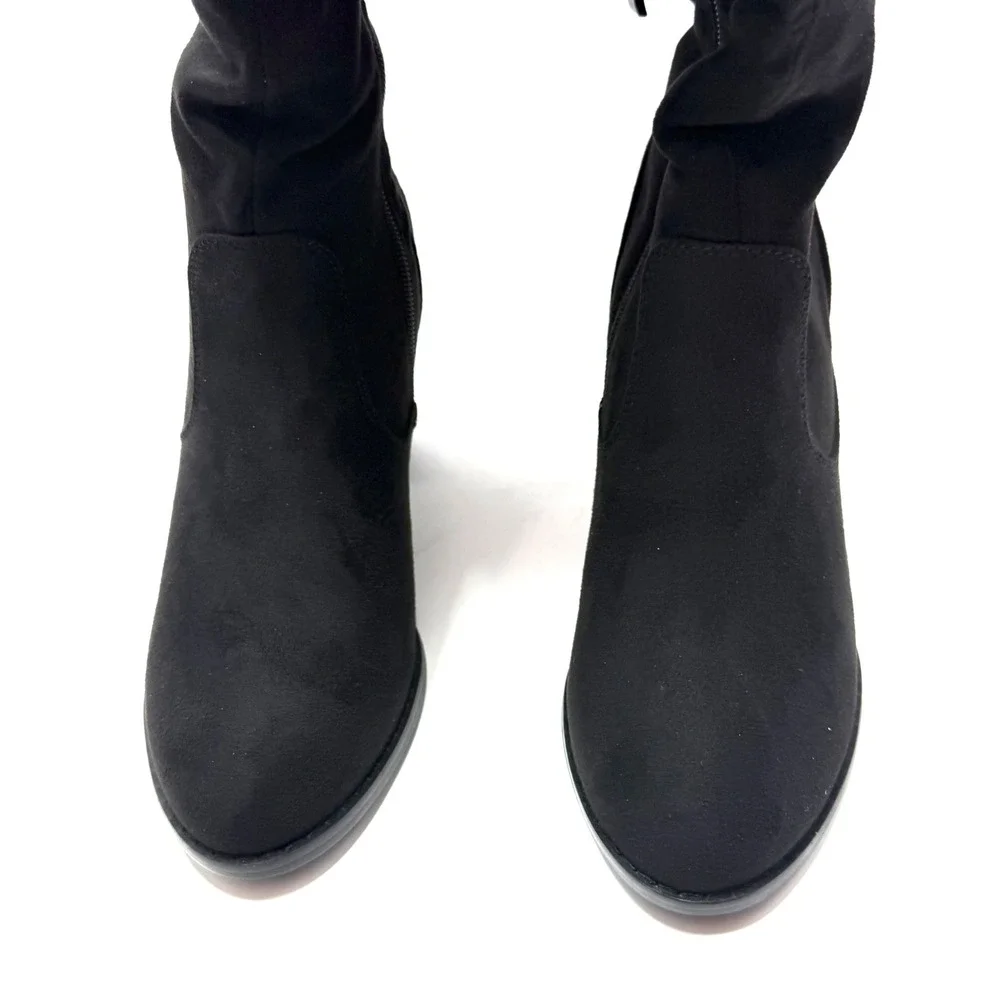 Journee Collection Women Kaison Stacked Heel Over The Knee Boots Black 8.5M NWT